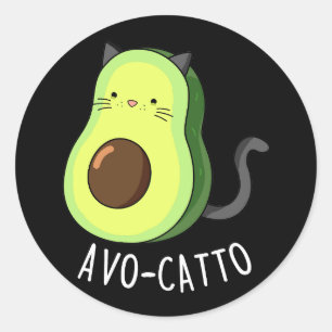 Pegatina Redonda Aguacate Funny Aguacate Cat Pun Dark BG