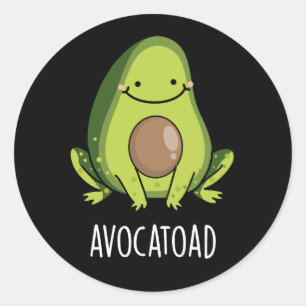 Pegatina Redonda Aguacate Funny Aguacate Toad Pun Dark BG