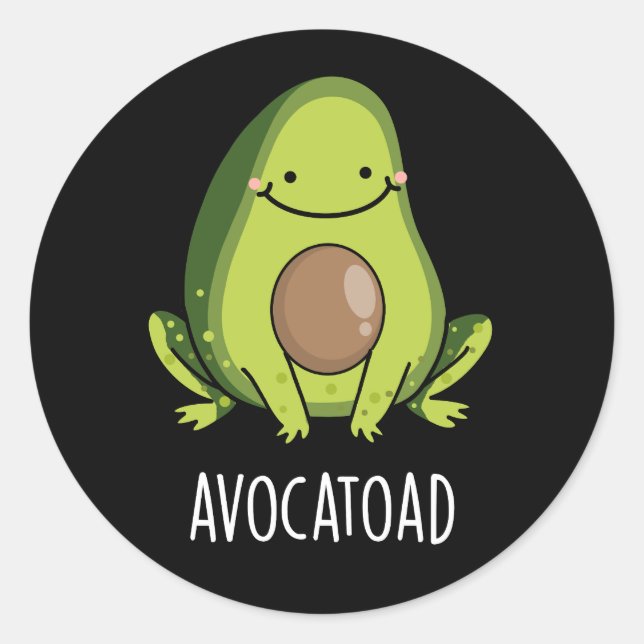 Pegatina Redonda Aguacate Funny Aguacate Toad Pun Dark BG (Anverso)