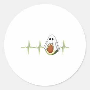 Pegatina Redonda Aguacate Heartbeat Halloween Fantasma Boocado Vega