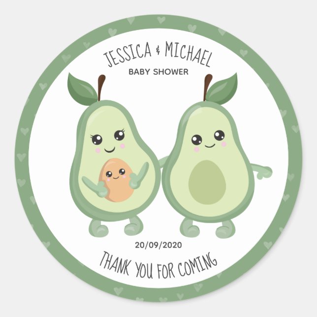 Pegatina Redonda Aguacate Holy Guacamole Baby Shower (Anverso)