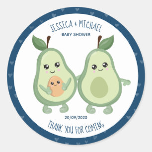 Pegatina Redonda Aguacate Holy Guacamole Baby Shower