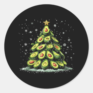 Pegatina Redonda Aguacate Navidad Árbol Xmas Vegetable Para Hombres
