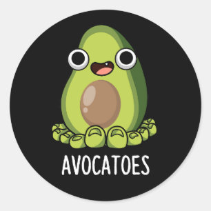 Pegatina Redonda Aguacate-pies Funny Aguacate Puns Oscuro BG