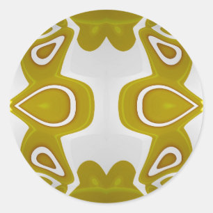 Pegatina Redonda ~ Aguacate y Fractal Blanco ~