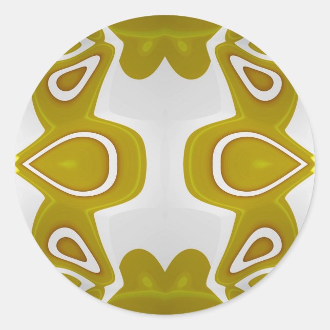 Pegatina Redonda ~ Aguacate y Fractal Blanco ~ (Anverso)