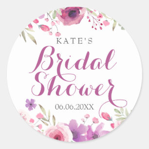 Pegatina Redonda Aguamarillo Acuarela Floral Despedida de Soltera