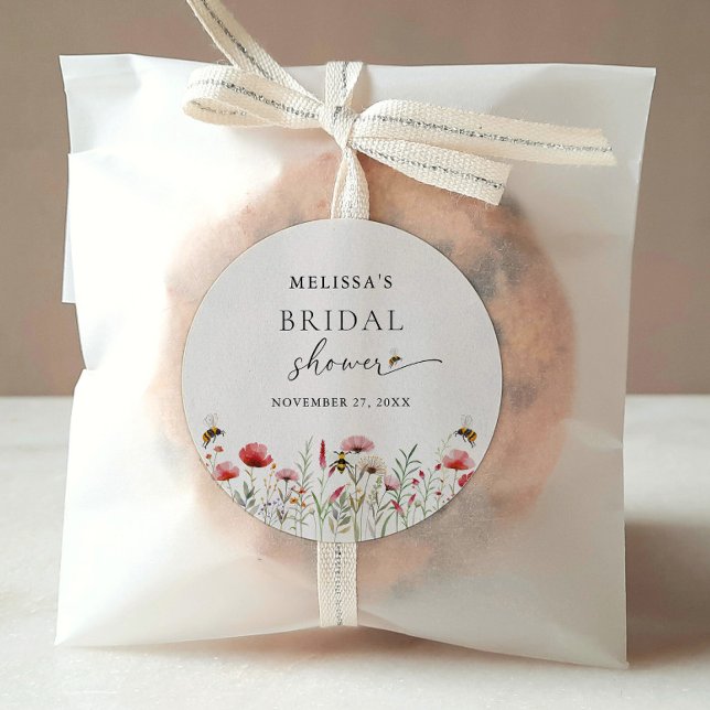 Pegatina Redonda Aguarela de flores silvestres para la despedida de (Subido por el creador)