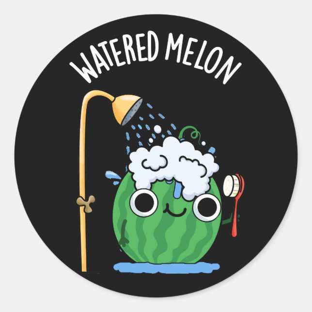 Pegatina Redonda Aguas Melon Funny Watermelon Pun Dark BG (Anverso)