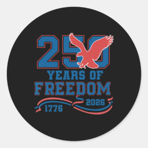 Pegatina Redonda Águila 250 años de libertad americana 1776 2026 25