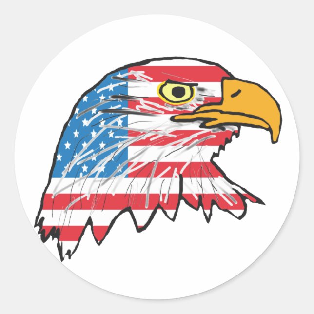 Pegatina Redonda Águila americana (Anverso)