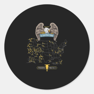 Pegatina Redonda Águila Americana - Mapa de 63 parques nacionales d