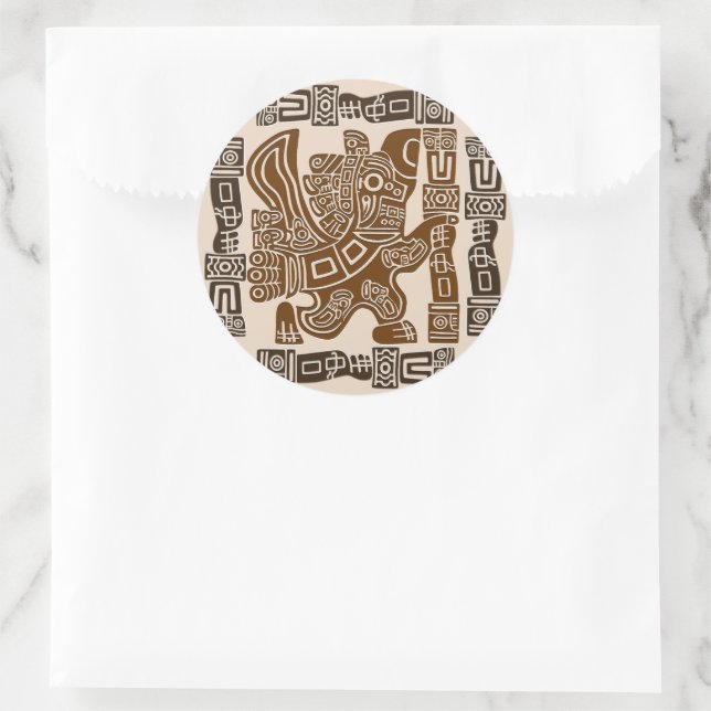 Pegatina Redonda Águila azteca guerrera arte tribal antiguo (Bolso)