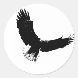 Pegatina Redonda Águila calva en vuelo