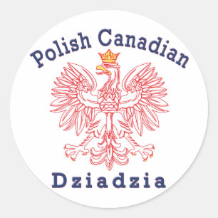 Pegatina Redonda Águila canadiense polaca Dziadzia