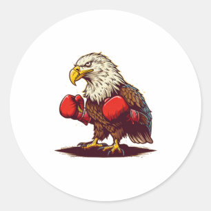 Pegatina Redonda Águila con guantes de boxeo para un gráfico genial
