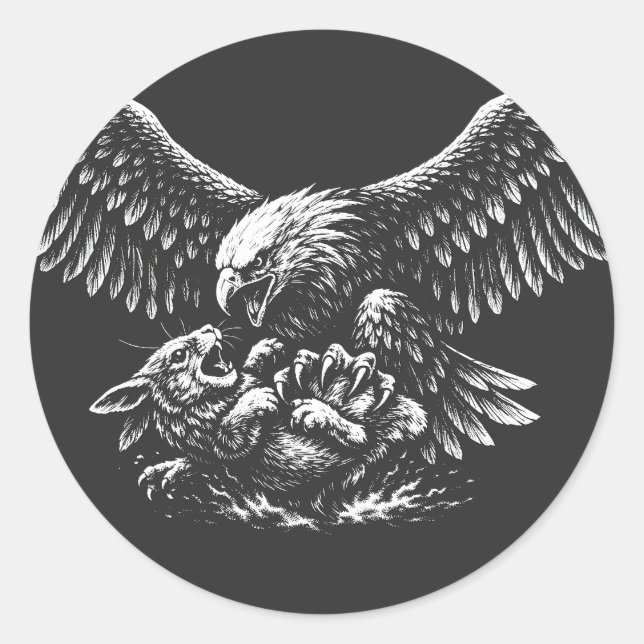 Pegatina Redonda Águila de Cenizas by BurnsInHell (Anverso)