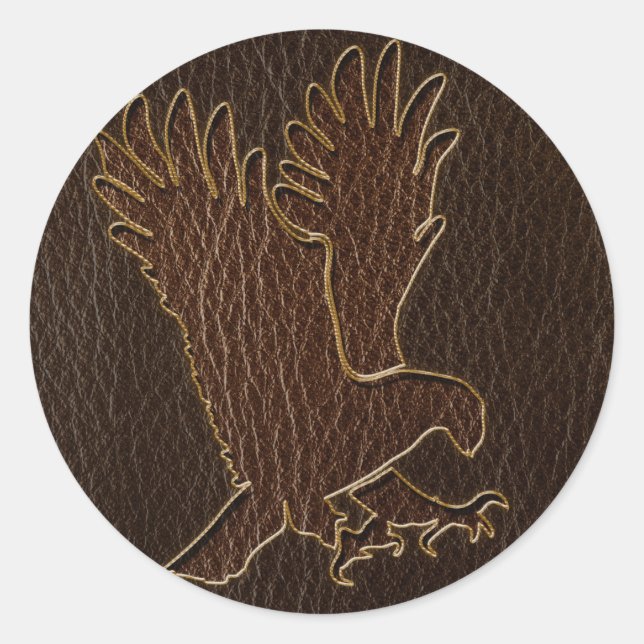 Pegatina Redonda Águila de cuero oscuro (Anverso)