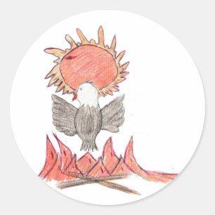 Pegatina Redonda Águila de Fuego