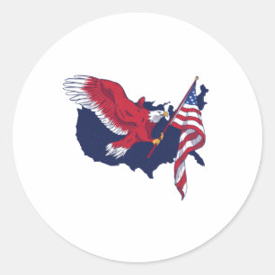 Pegatina Redonda Águila de la bandera de Estados Unidos