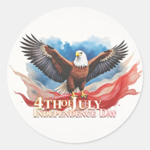 Pegatina Redonda Águila del 4 de Julio – Diseño de Arte Patriótico
