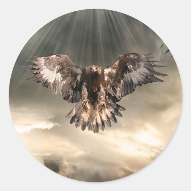 Pegatina Redonda Águila dorada (Anverso)