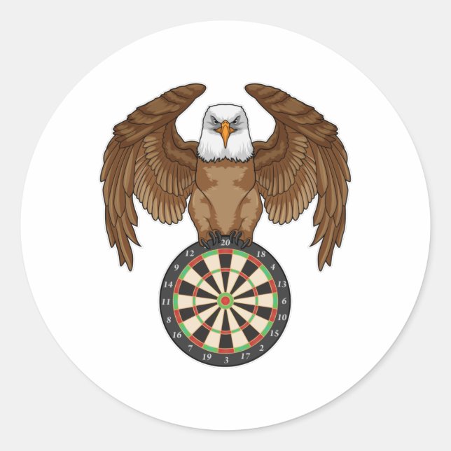 Pegatina Redonda Águila en Darts con tablón (Anverso)