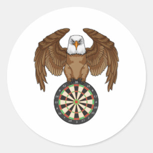Pegatina Redonda Águila en Darts con tablón