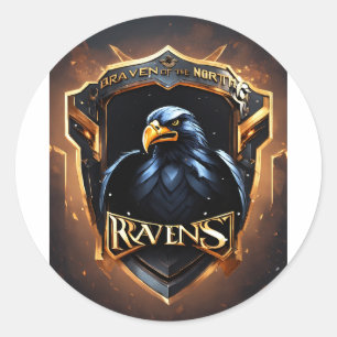 Pegatina Redonda Águila estadounidense colorida con símbolos patrió