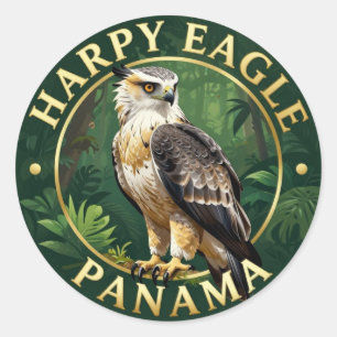 Pegatina Redonda 🦅 Águila Harpía Panamá Vida Silvestre Tropical