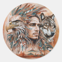 Águila - Hombre - Lobo - acuarela arte 1 - Diversi