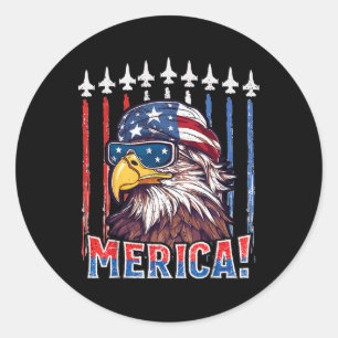 Pegatina Redonda Águila Merica 4 de julio Patriótica Águila de la L