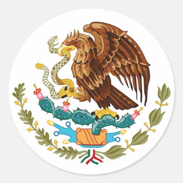 Pegatina Redonda Águila mexicana (Anverso)