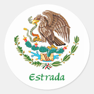 Pegatina Redonda Águila mexicana Estrada