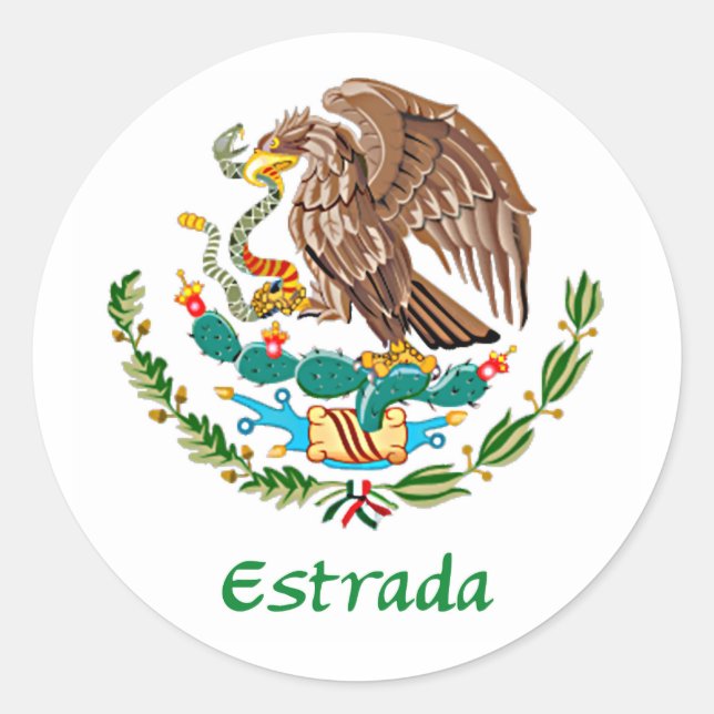 Pegatina Redonda Águila mexicana Estrada (Anverso)