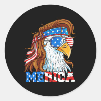 Pegatina Redonda Águila Mullet 4 De Julio Bandera Americana Usa