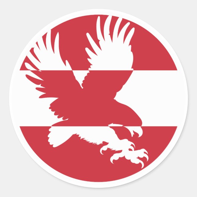 Pegatina Redonda Aguila negra Austria Bandera nacional animal austr (Anverso)