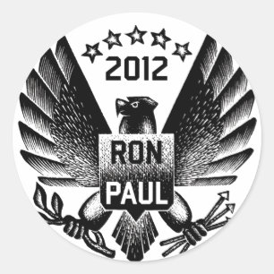 Pegatina Redonda Águila negra Ron Paul 2012