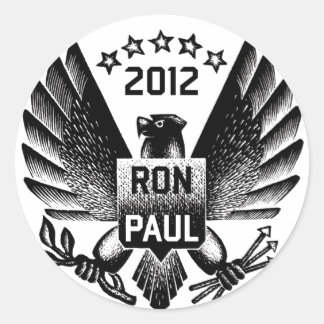 Pegatina Redonda Águila negra Ron Paul 2012