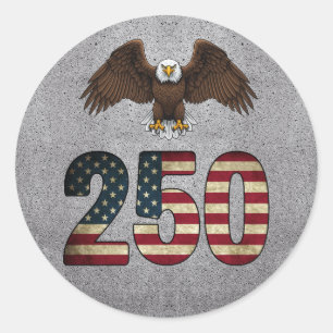 Pegatina Redonda Águila Patriótica 250 Semiquincentenario de EE. UU
