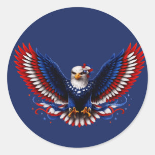 Pegatina Redonda Águila Patriótica de la Libertad Alas – Rojo Blanc
