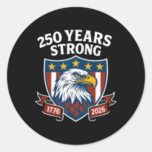 Pegatina Redonda Águila patriótica fuerte 250 años 1776–2026 250 cu