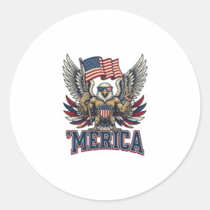 Pegatina Redonda Águila Patriótica Merica Camiseta Diseño Vector Vi
