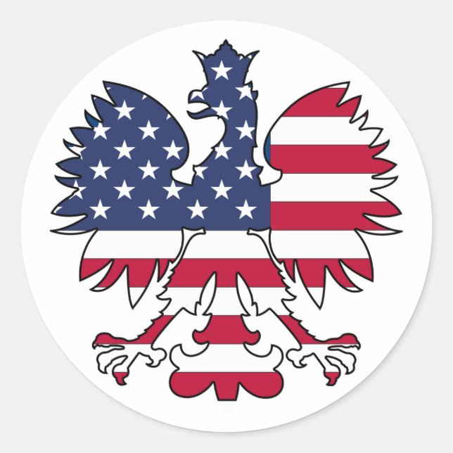 Pegatina Redonda Águila polaca americana (Anverso)
