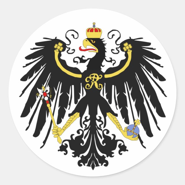 Pegatina Redonda Águila prusiana - Flagge Preußens - Reichsadle (Anverso)