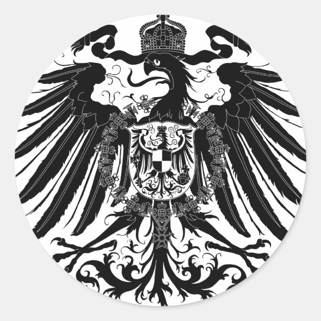 Pegatina Redonda Águila Prusiana Negra (Anverso)