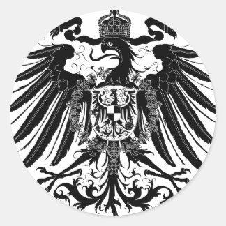 Pegatina Redonda Águila Prusiana Negra