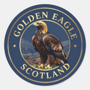Pegatina Redonda 🦅 Águila Real Tierras Altas de Escocia