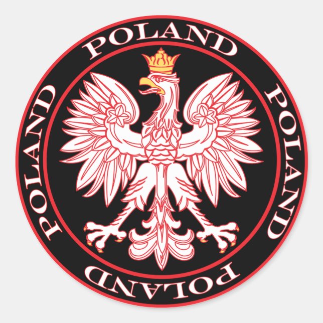 Pegatina Redonda Águila roja redonda polaca (Anverso)
