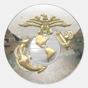 Pegatina Redonda Águila USMC, Globe & Anchor (EGA) [3D]
